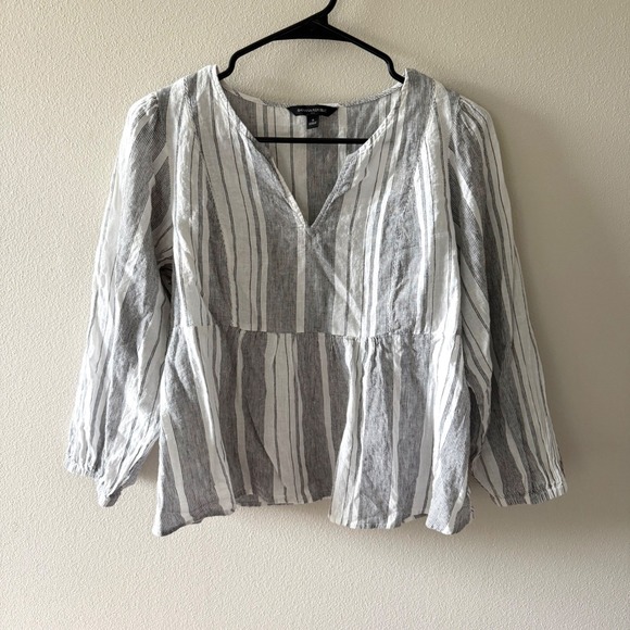 Banana Republic Tops - Banana Republic black and white striped linen peplum top, size s